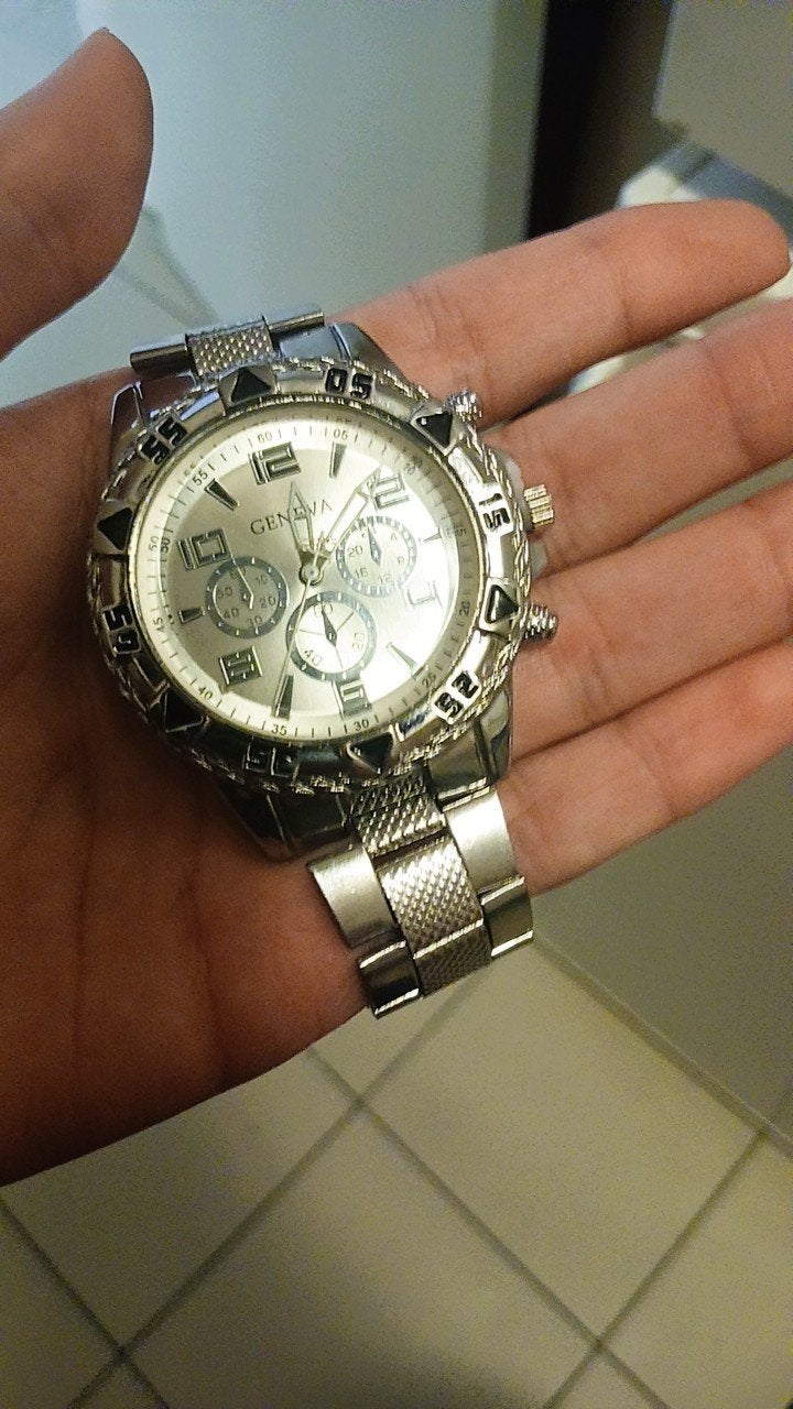GENEVA Zilver Heren Horloge, Handtassen en Accessoires, Staal, Polshorloge, Nieuw, Zilver