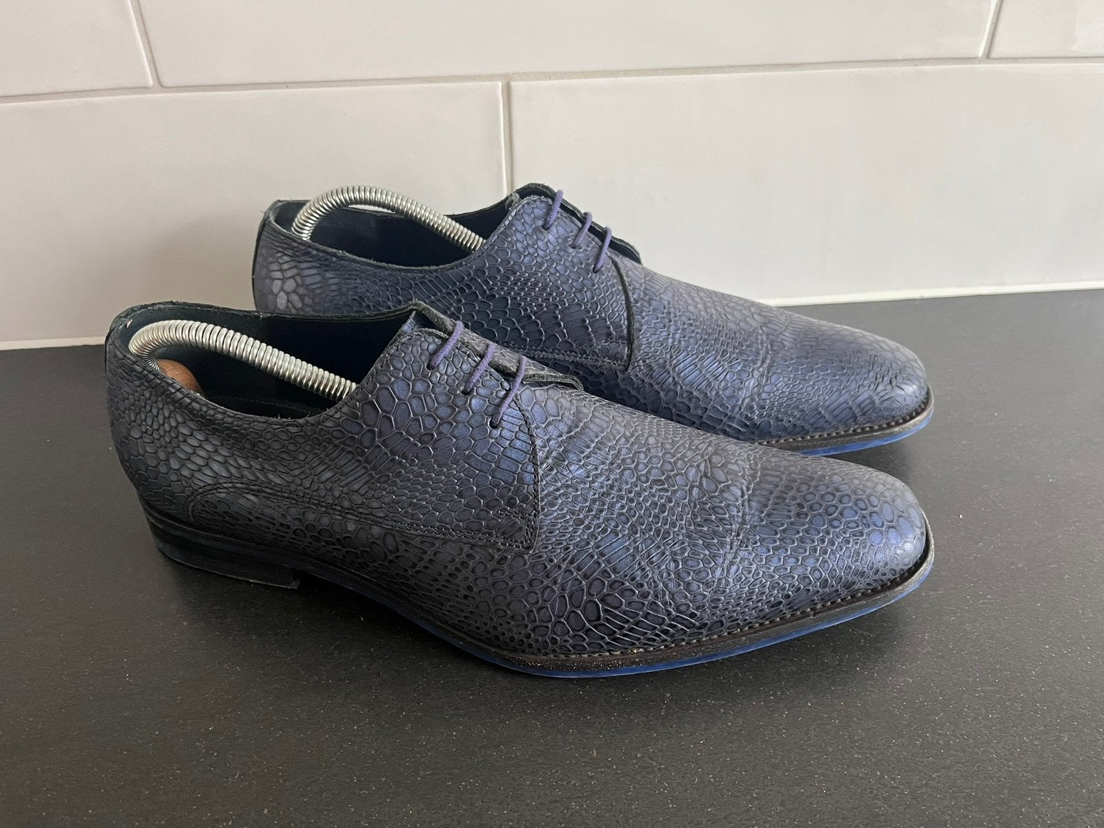 Floris van Bommel herenschoenen maat 9 / 43 H, Blauw, Ophalen of Verzenden, Zo goed als nieuw, Veterschoenen
