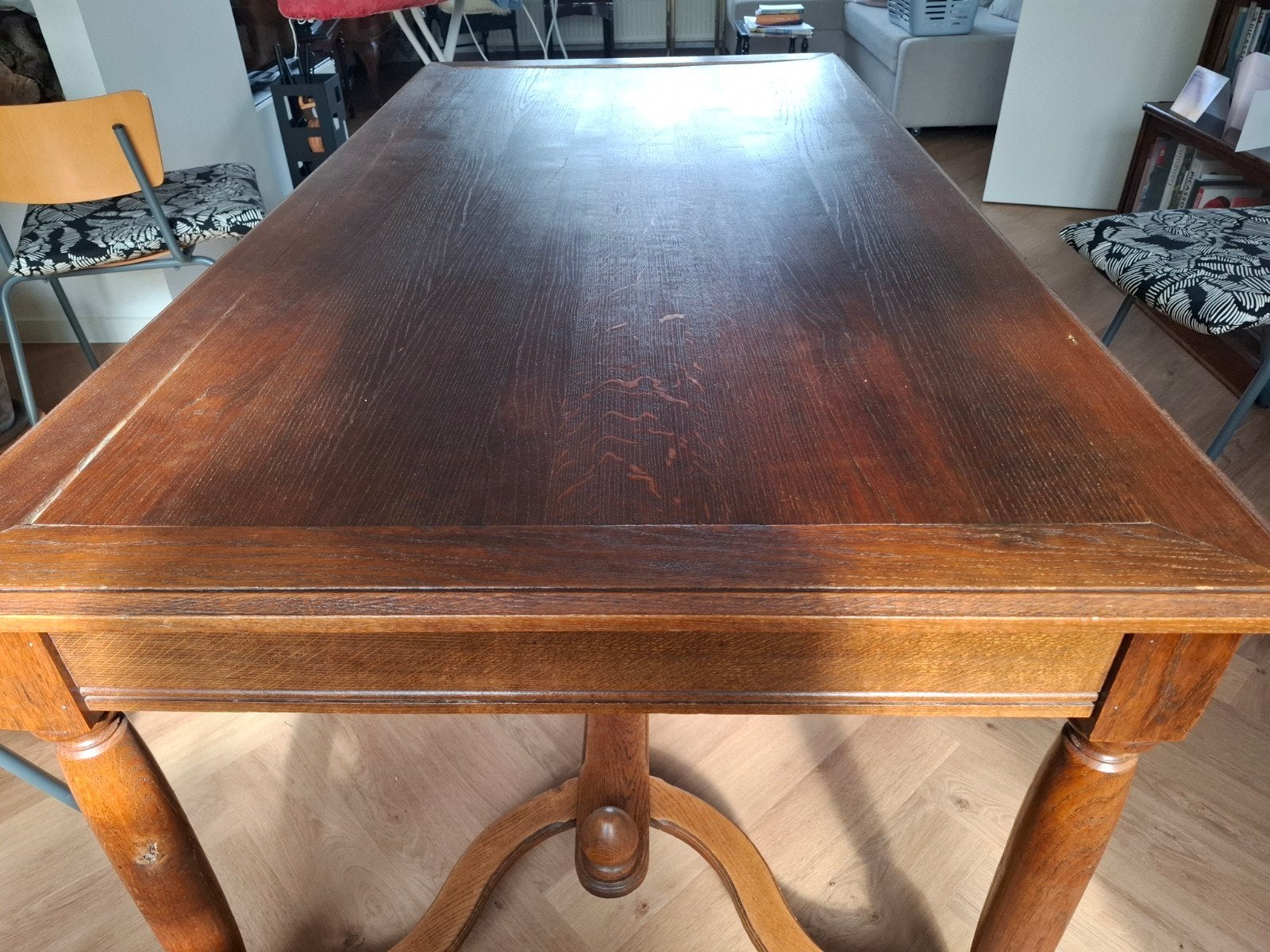 volle eiken antieke kloostertafel, Huis en Inrichting, Tafels | Eettafels, Gebruikt, Eikenhout, 50 tot 100 cm, Vijf personen of meer
