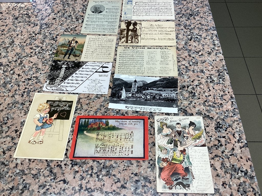 Lot de 10 cartes postales anciennes (partitions musicales), Enlèvement ou Envoi, 1920 à 1940, Affranchie, Musique