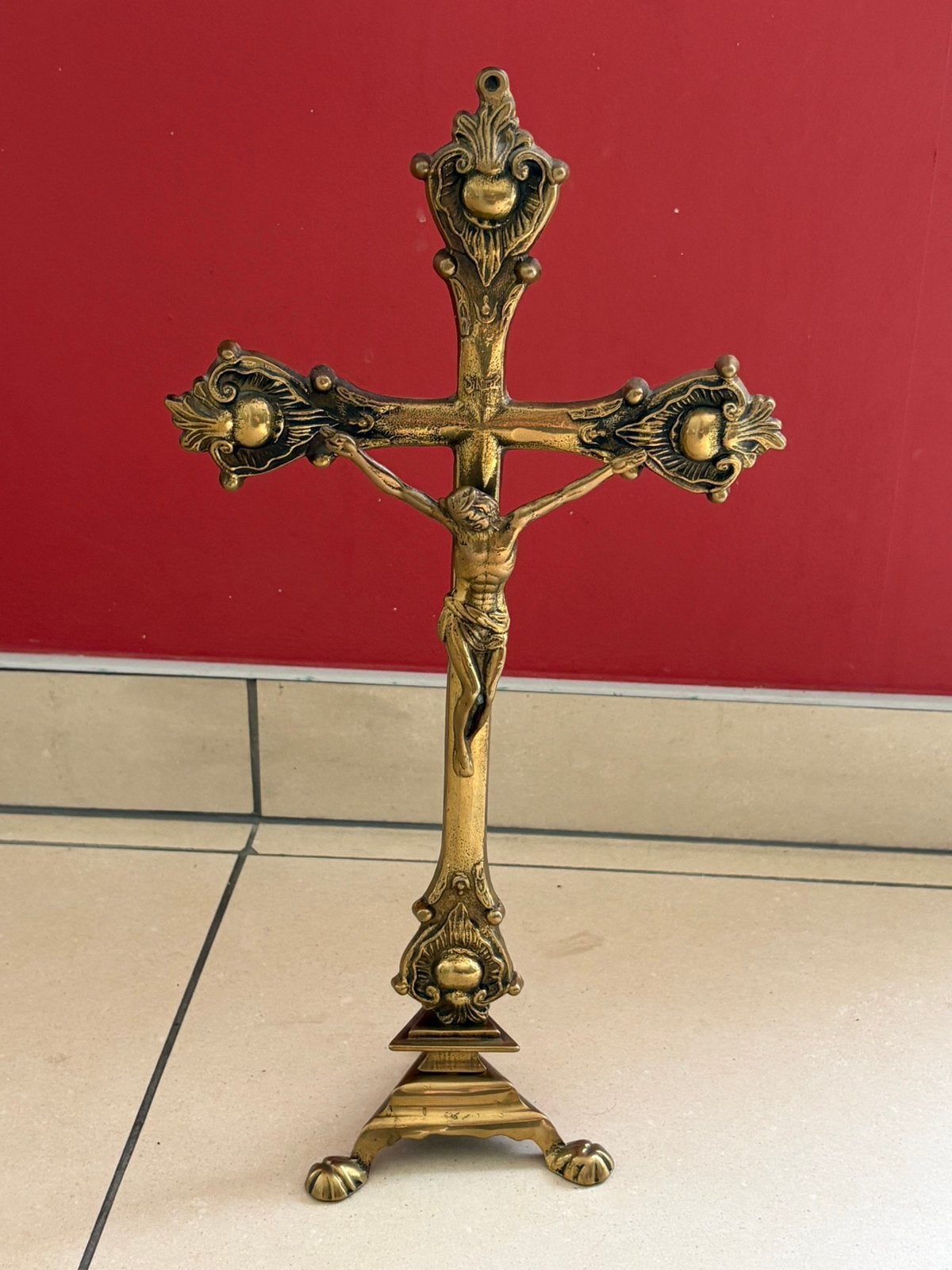 koperen kruis met Jezus, Antiek en Kunst, Antiek | Religieuze voorwerpen, Ophalen