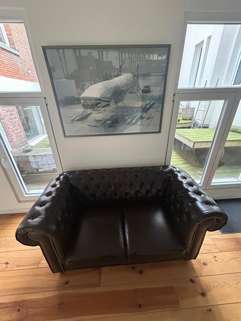 Mooie chesterfield 2 zit te koop donkerbruin, Enlèvement