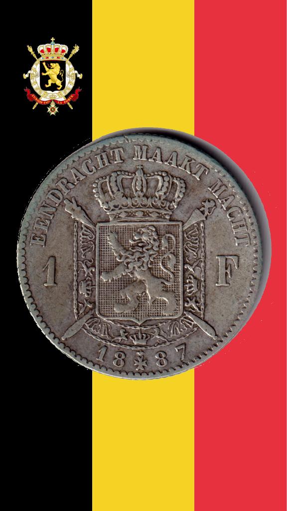 1 frank 1887 VL (L Wiener, zonder punt) - Leopold II, Verzenden, Zilver, Losse munt, Zilver