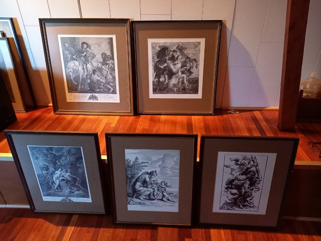 5 ingelijste werken – vraagprijs per werk 60 euro, Antiek en Kunst, Ophalen