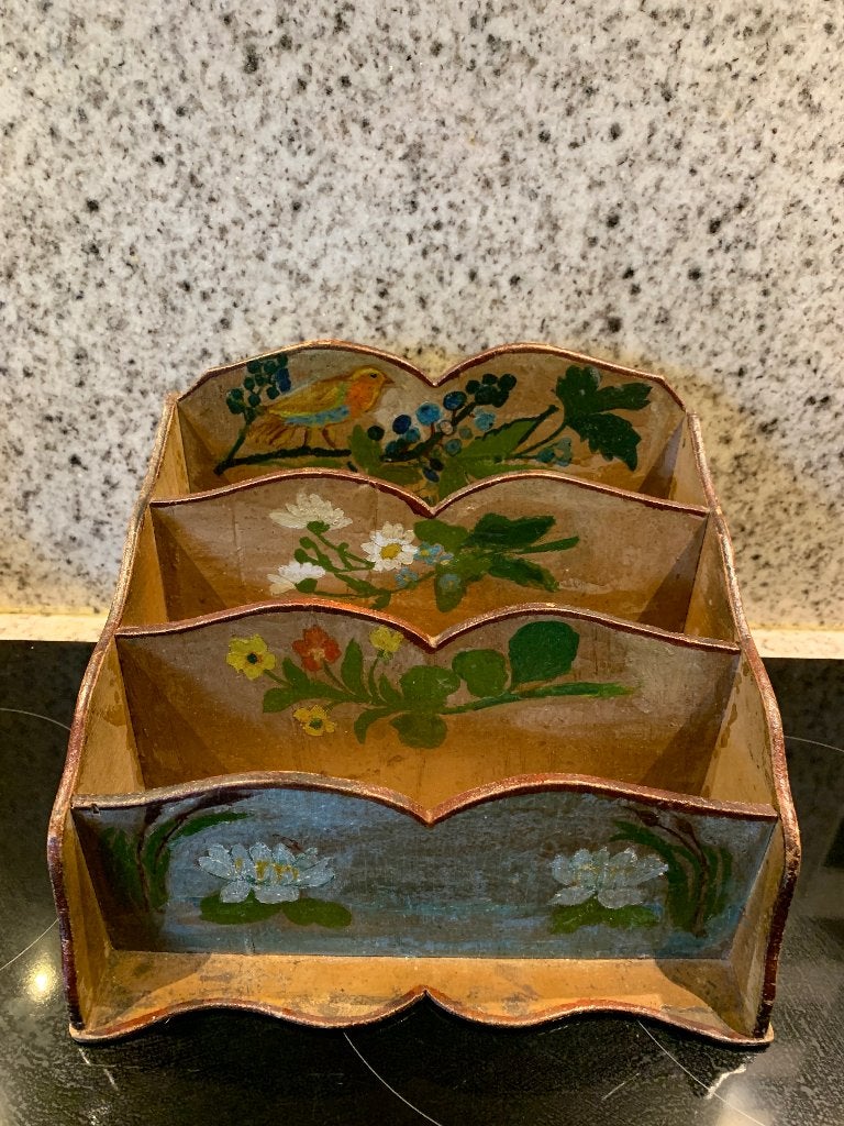 Vintage handgeschilderd bureauklasseerder, Huis en Inrichting, Ophalen, Gebruikt, Meerkleurig, Vintage