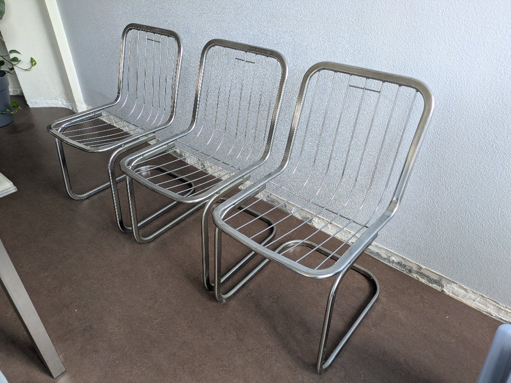 lot de 6 chaises gastone rinaldi, Maison & Meubles, Autres couleurs, Métal, Année 70, Enlèvement