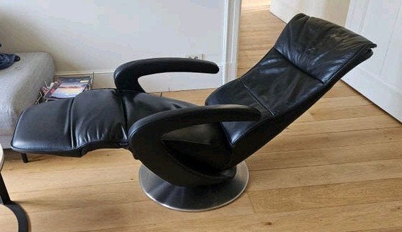 Fauteuil zetel zwart leder, topconditie, Ophalen