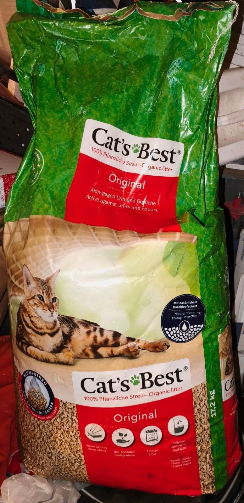 Sac de Litière Végétale Cat's Best Original - 17,2 kg / 40L, Enlèvement, Neuf, Fermé