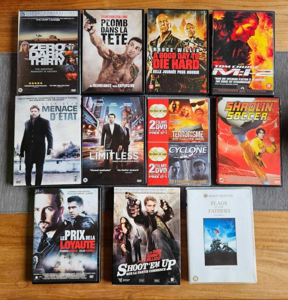 Lot 11 dvds 12 films action aventure, Cd's en Dvd's, Dvd's | Actie, Ophalen of Verzenden, Zo goed als nieuw, Actie