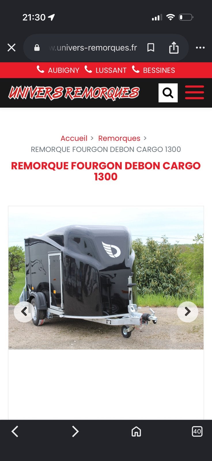 Remorque debon fourgon 1300, Ophalen, Gebruikt