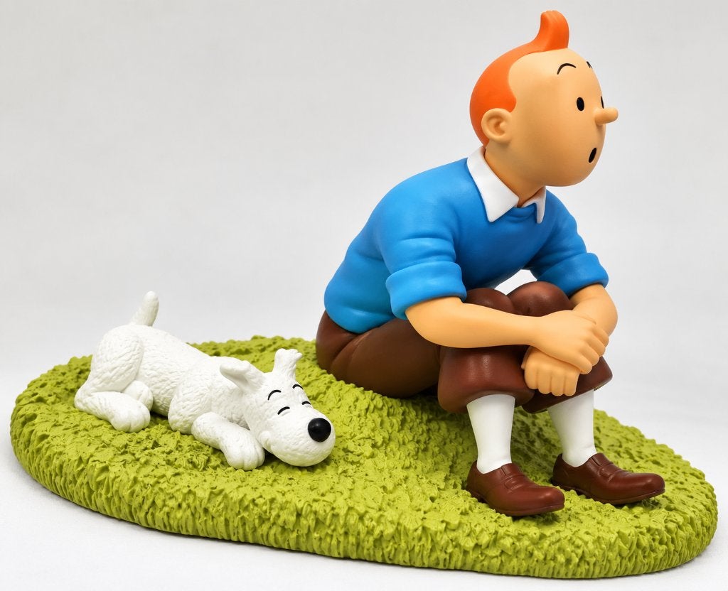 Tintin assis dans l’herbe – Moulinsart réf. 47001 – numéroté, Enlèvement ou Envoi, Tintin, Neuf, Statue ou Figurine