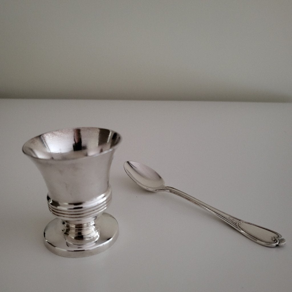 Verre à liqueur ancien + cuillère à café, Antiquités & Art, Enlèvement ou Envoi