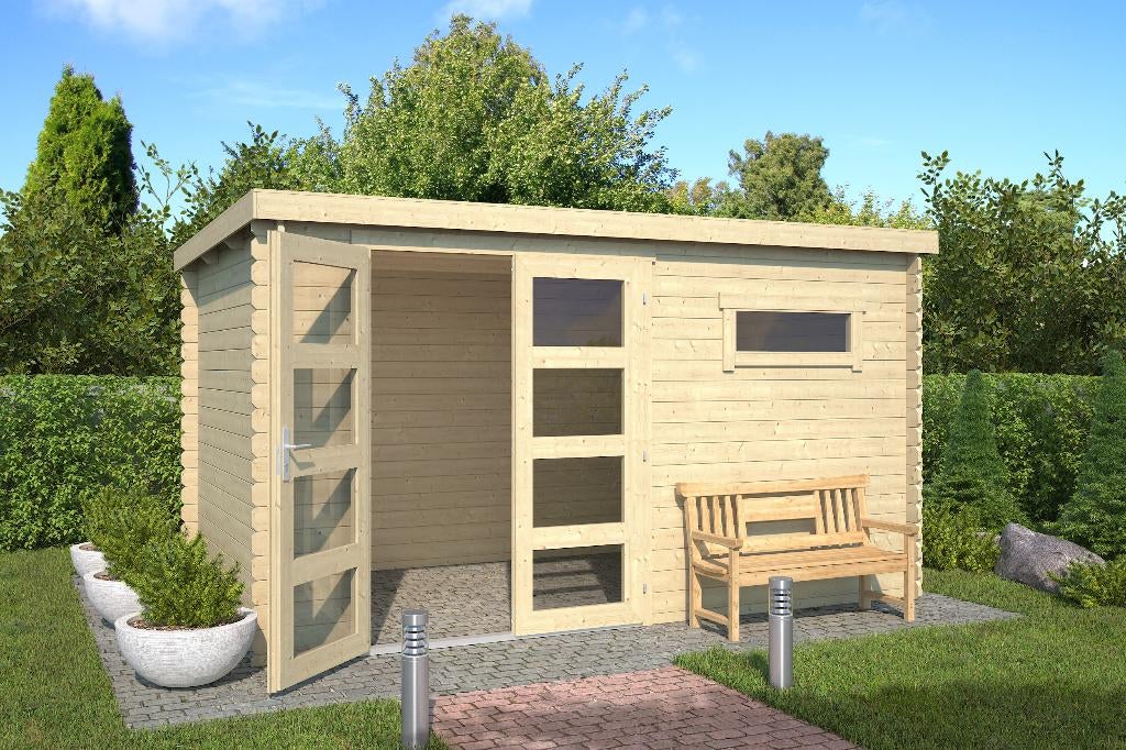 Cabane en rondins Timian 380x230 en épicéa non traité, Hobby & Loisirs créatifs, Hobby & Loisirs Autre, Neuf, Envoi