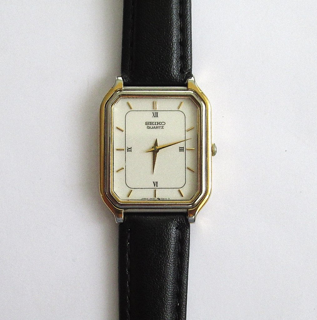 Vintage Seiko Tank bi-color quartz horloge Japan de 80 jaren, Ophalen of Verzenden, Seiko