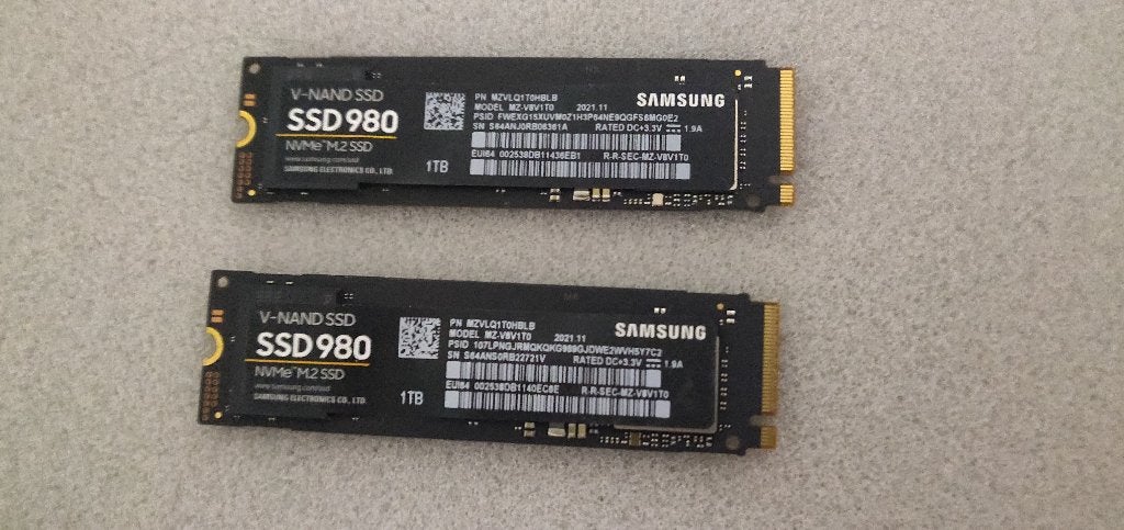 [2TB] 2x SAMSUNG V-NAND SSD 980 PM991a 1TB NVMe M.2 100% 84%, Ophalen, Intern, Gebruikt, SSD