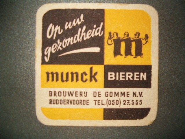 Bierviltje De Gomme Ruddervoorde 2 : R/V : 94 x 94 mm, Ophalen of Verzenden, Gebruikt, Viltje(s)