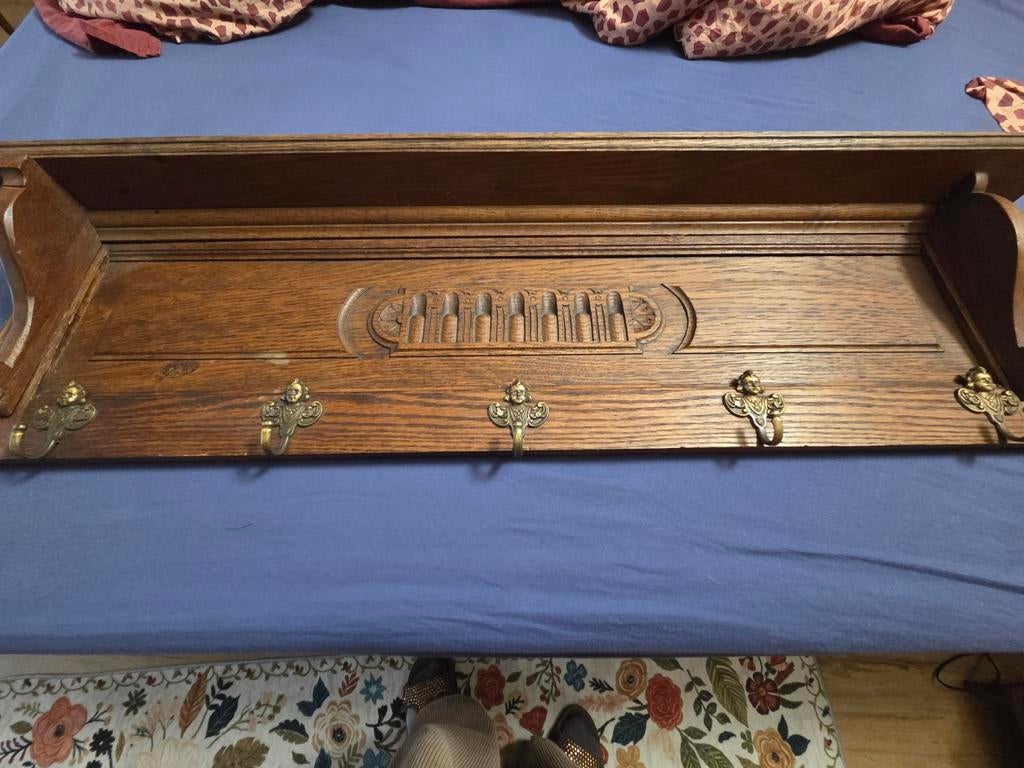 Porte-manteau vintage en chêne, Maison & Meubles, Accessoires pour la Maison | Portemanteaux, Enlèvement