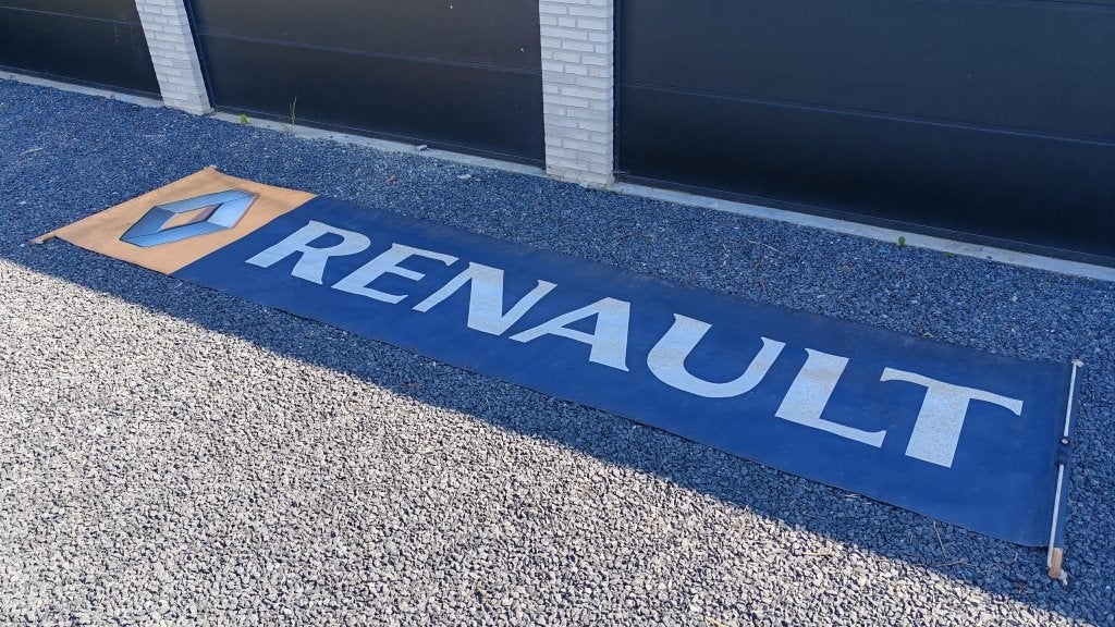 Vintage Renault banner / spandoek, Verzamelen, Ophalen, Gebruikt, Overige typen