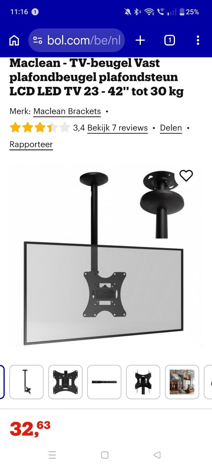 Hang Beugel voor TV, Ophalen, Zo goed als nieuw