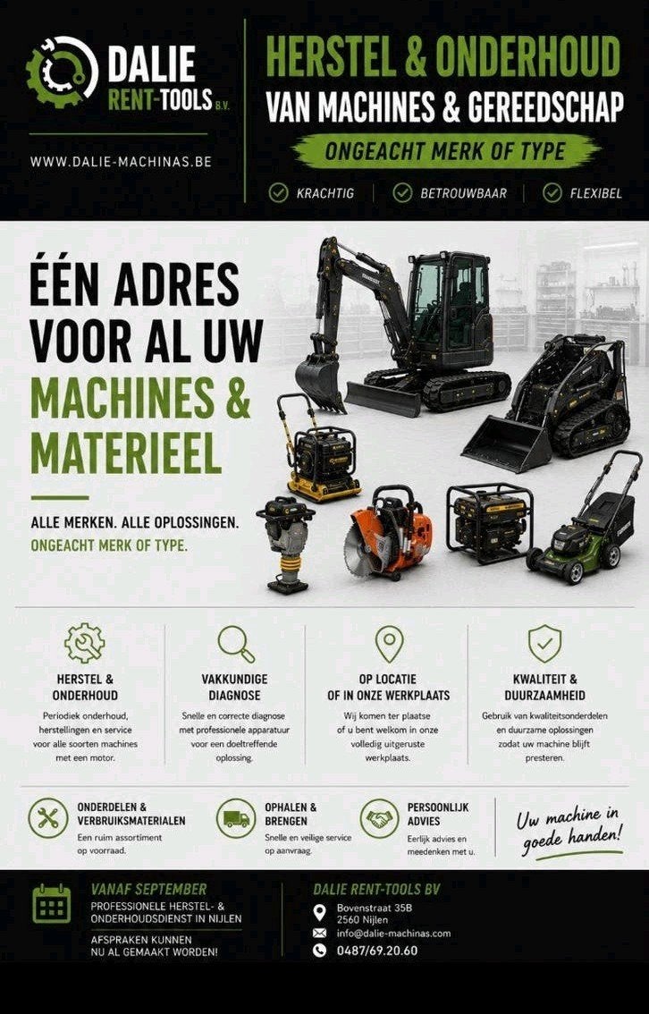 HERSTELLING & ONDERHOUD MACHINES – ALLE MERKEN, Enlèvement