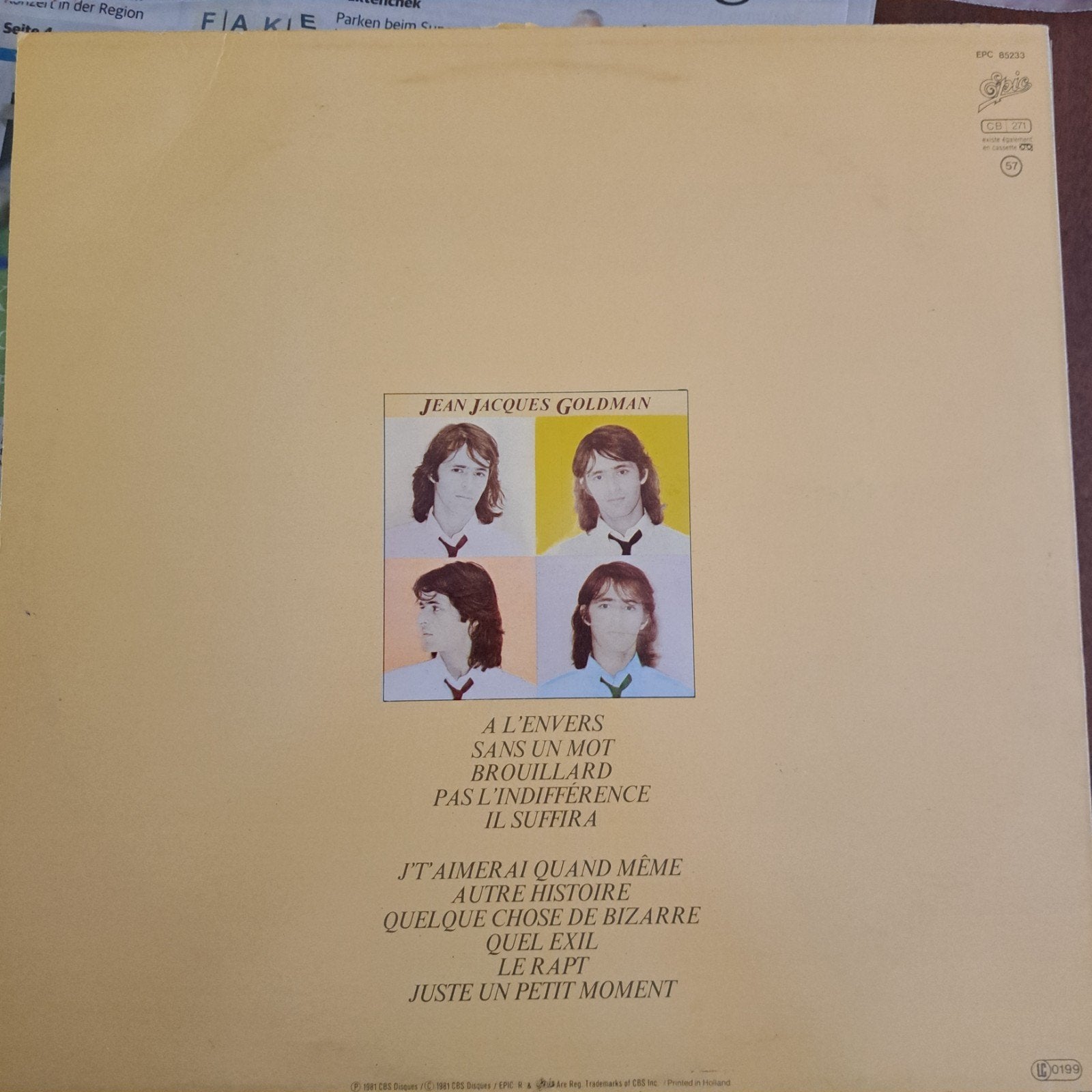 Jean Jacques Goldman LP vinyl, Enlèvement