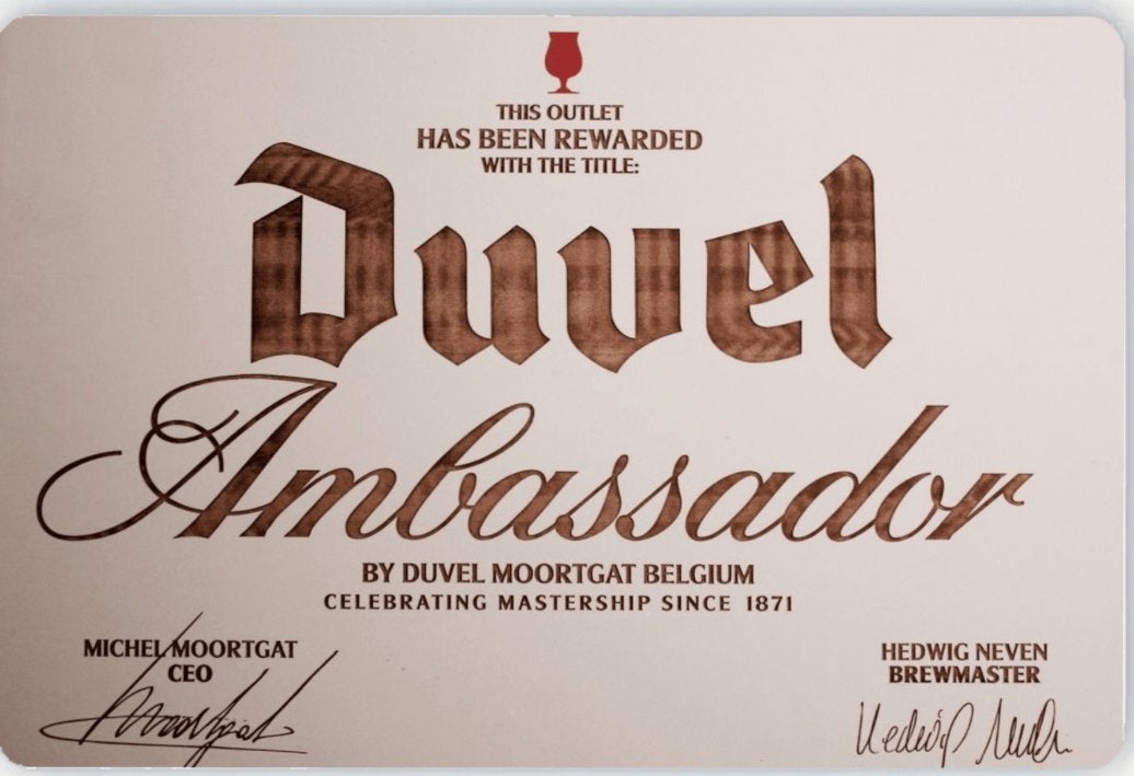 Metalen reclamebord Duvel Ambassador - retro vintage mancave, Ophalen of Verzenden, Nieuw, Reclamebord, Plaat of Schild, Duvel