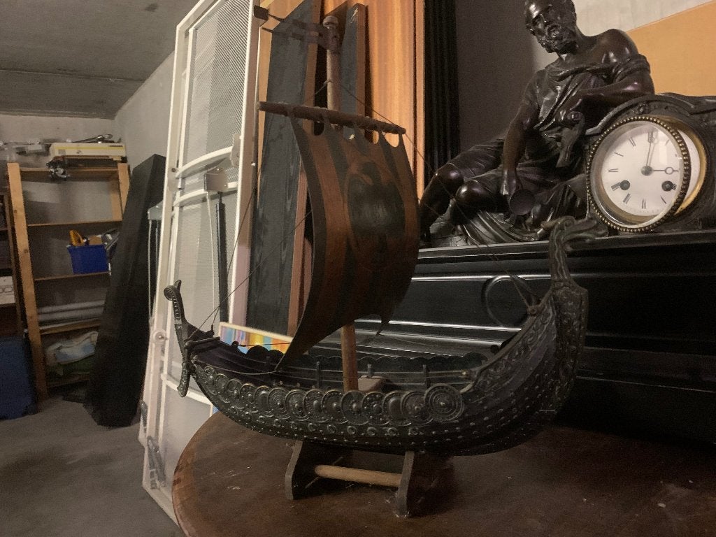 Vintage decoratief Vikingschip – houten modelboot, Enlèvement ou Envoi