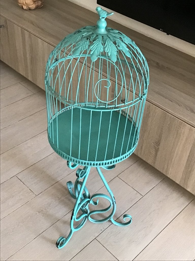 Decoratieve vogelkooi op staander, Campagnard, Comme neuf, Vert, Enlèvement