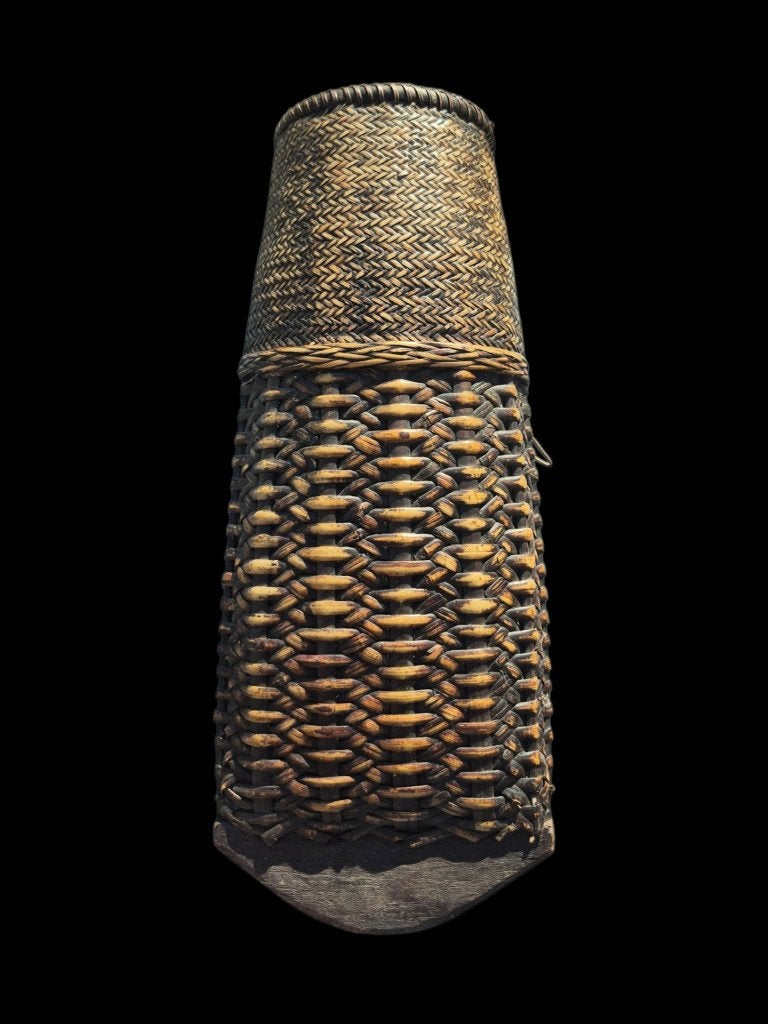 Panier asiatique  en Bambou tressé de 37cm de haut, Enlèvement