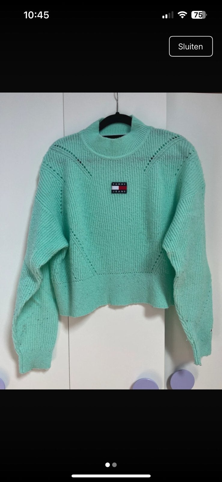 Lichtgroene wolle trui Tommy Jeans, Ophalen of Verzenden, Gedragen, Maat 46 (S) of kleiner, Groen