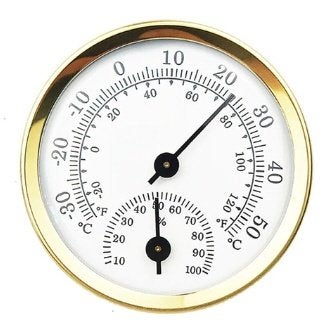 58mm Thermometer & Hygrometer Aluminium Huishouden Ø 5,8 cm, Huis en Inrichting, Ophalen of Verzenden, Nieuw, Goud