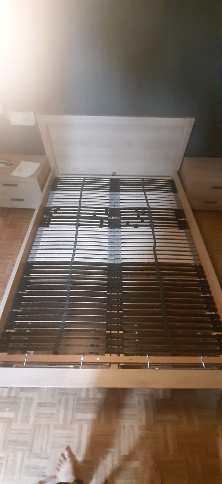 Double lit 140 cm, Enlèvement, Utilisé, Autres essences de bois, 100 à 150 cm