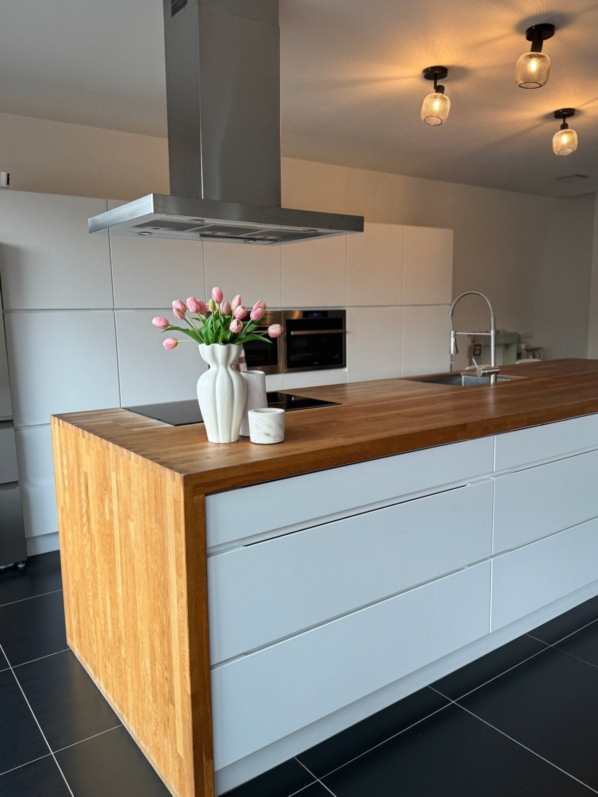 Complete keuken met eiken blad en toestellen AEG., Bois, Enlèvement, Utilisé, Autres types