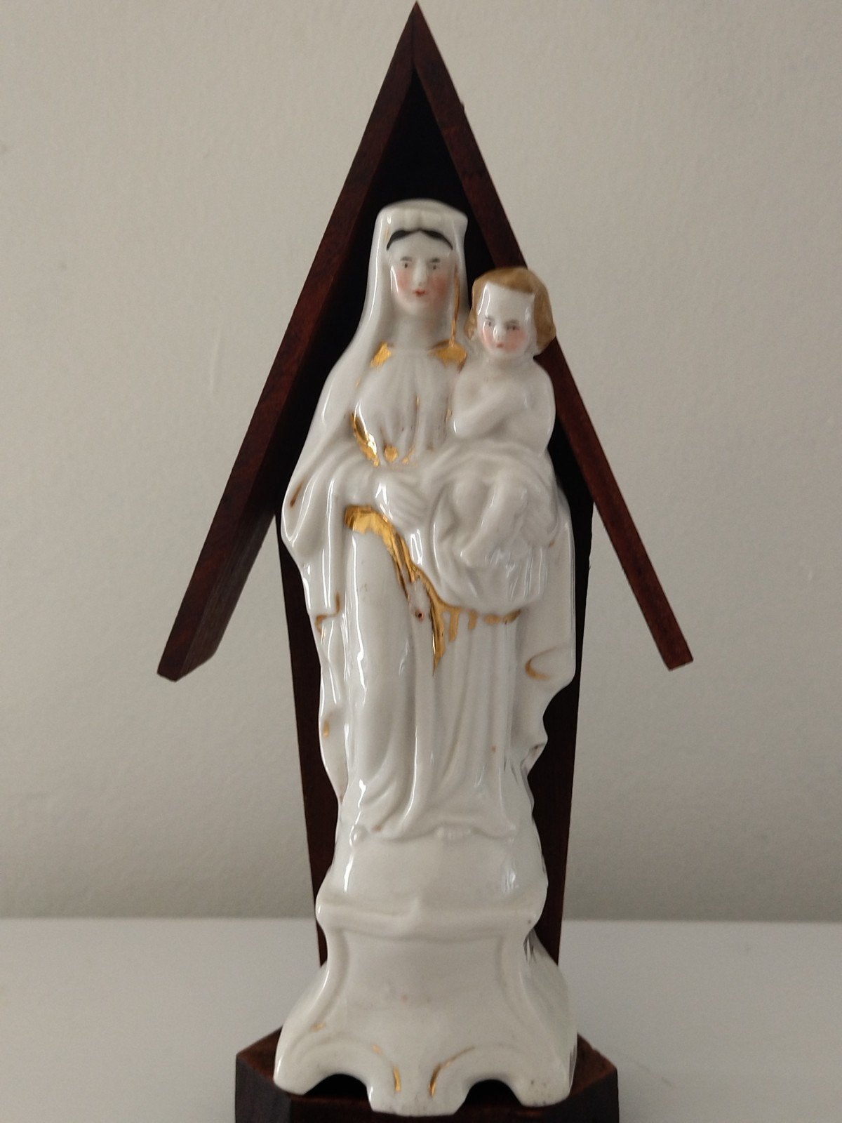 Vierge à l’Enfant porcelaine blanche et or antique - Fin XIX, Enlèvement ou Envoi