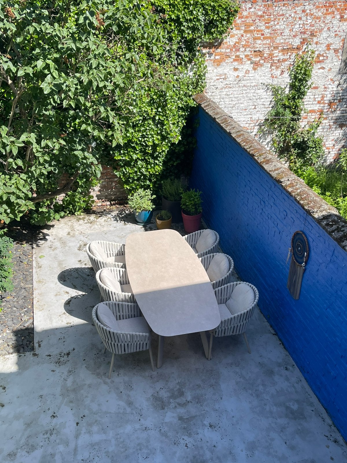 Tuinset, ceramische tafel met 6 stoelen, Ophalen, Eettafel, Tuinset