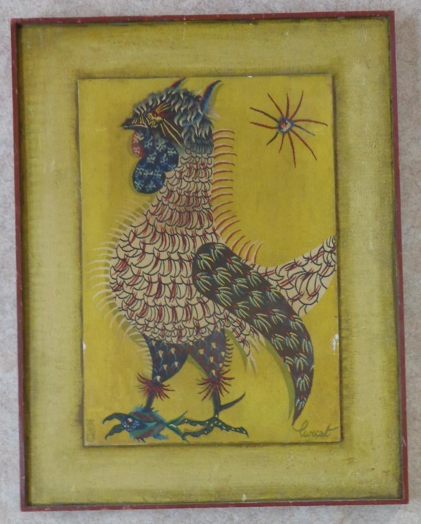 JEAN LURCAT / LE COQ-PECHEUR / DRUK PAPIER / 75x59cm / KADER, Enlèvement