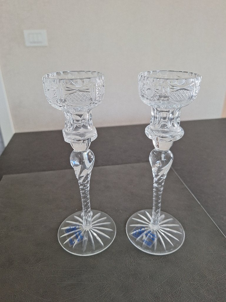 Bodis kristal handgeslepen kandelaars, Antiek en Kunst, Ophalen
