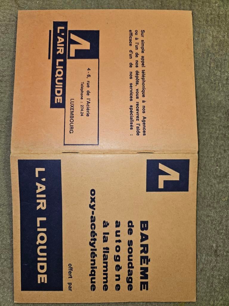 Barème de soudage oxy-acetylenique Air Liquide, Bricolage & Construction, Enlèvement ou Envoi