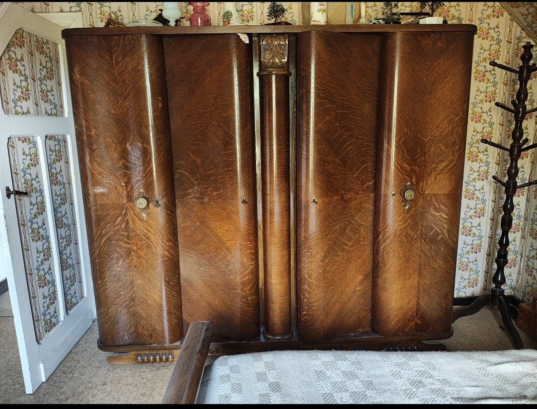 retro slaapkamer, Ophalen, Gebruikt, Bruin, Tweepersoons