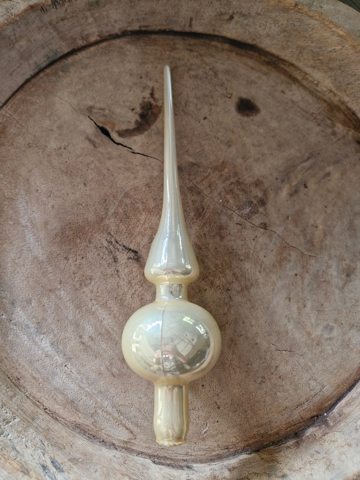 Kerstboompiek 26 cm – champagne parelmoer – klassieke kerstb, Ophalen