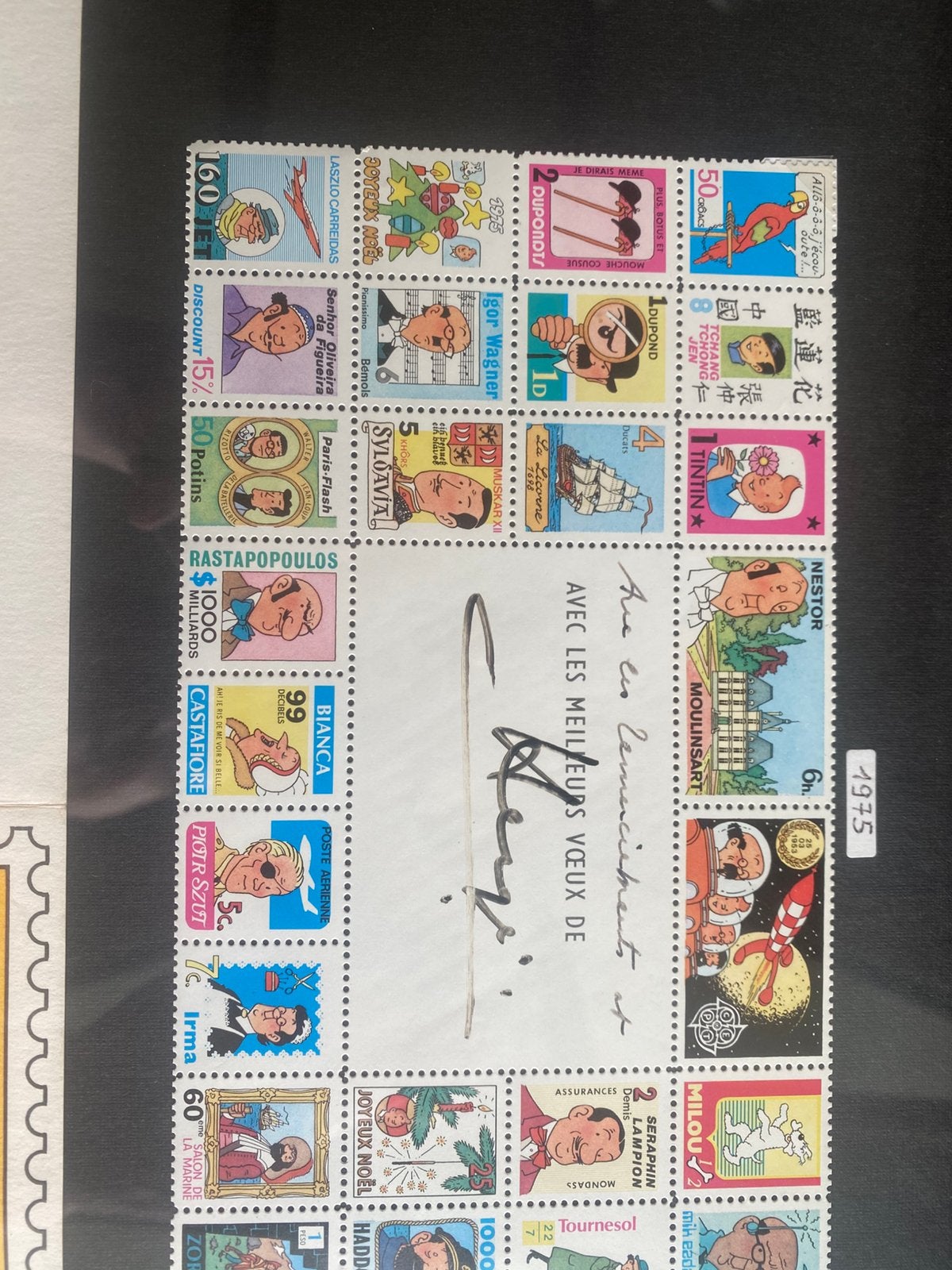 Prachtige nizuwjarkaart 1979 gesigneerd Hergé, Boeken, Ophalen of Verzenden