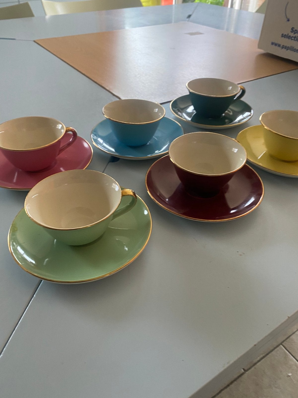 6 Tasses Boch Keralux vintage expo 58, Enlèvement ou Envoi