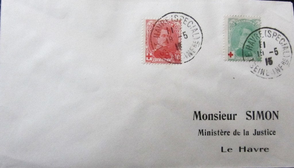 BRIEVEN BELGIË- POSTZEGEL152 EN 153 RODE KRUIS -ERG ZELDZAAM, Ophalen of Verzenden, Envelop