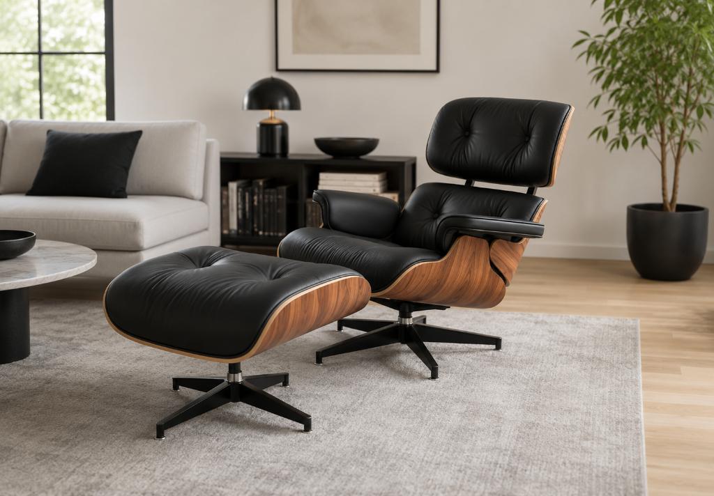 Lounge Chair XL met Ottoman Walnoot of Palissander, Verzenden