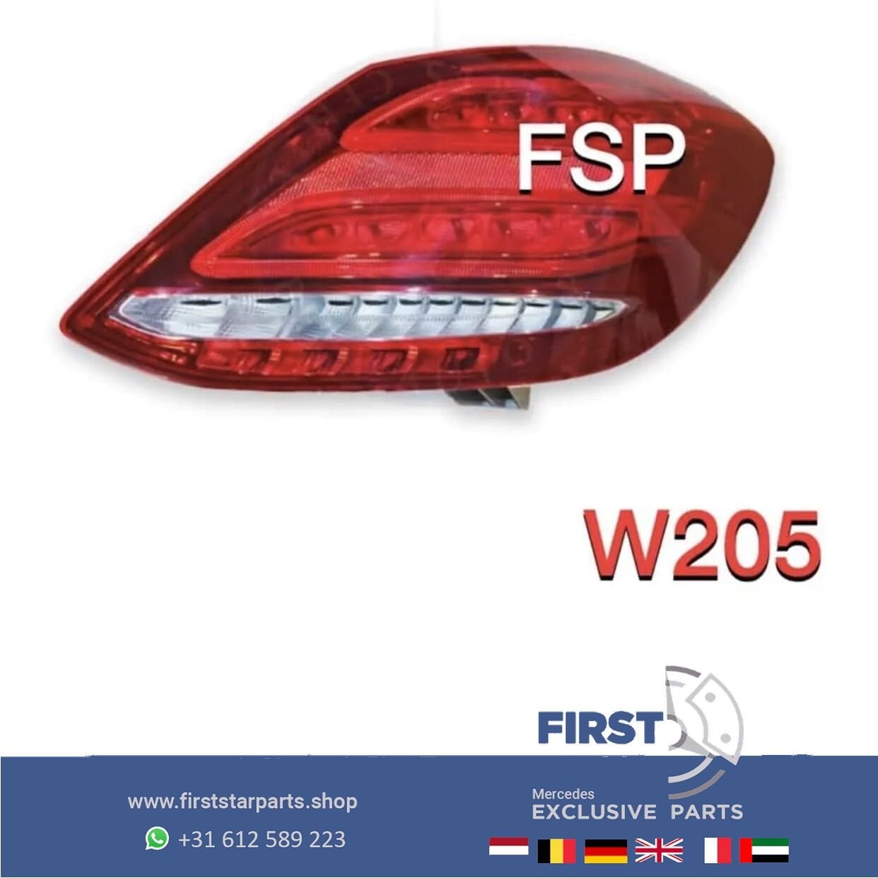 W205 RECHTER ACHTERLICHT LED Mercedes C Klasse RECHTS VOL LE, Auto-onderdelen, Gebruikt, -, Ophalen of Verzenden, -