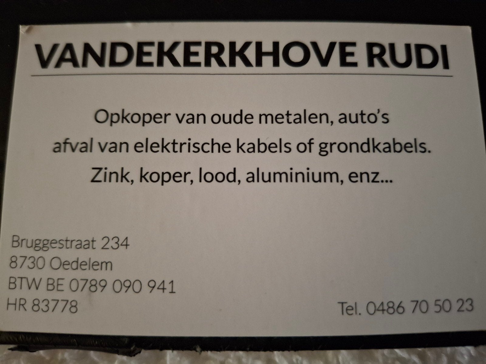 opkoper van oude metalen auto's, Bricolage & Construction, Métaux, Enlèvement ou Envoi, Aluminium