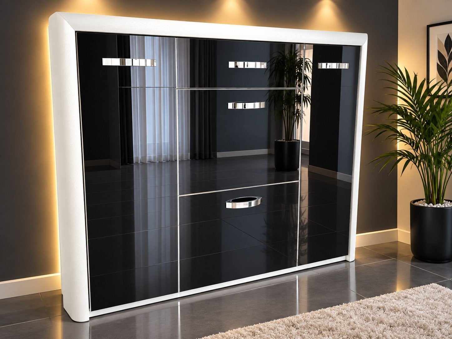 Ensemble hall d’entrée en verre laqué noir - 350€, Maison & Meubles, Enlèvement, Noir, Verre, Moderne
