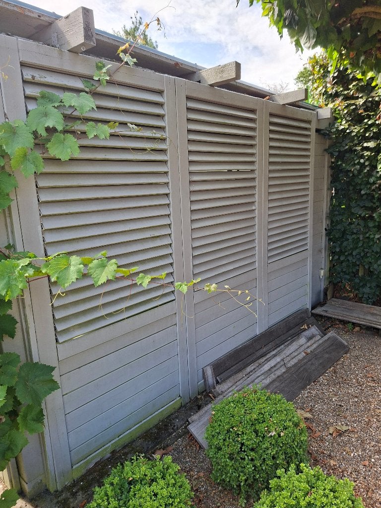 Hardhouten shutterscherm, Ophalen, Gebruikt, 100 tot 150 cm, 200 cm of meer