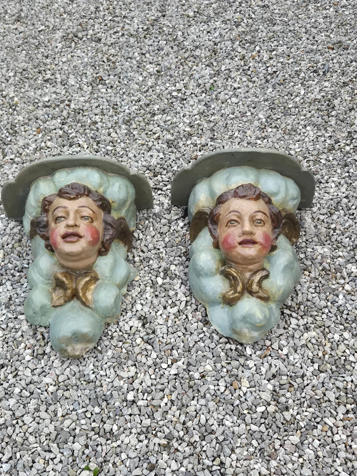 Conzoles à tête de putto, XIXe siècle, 50 cm de long., Enlèvement
