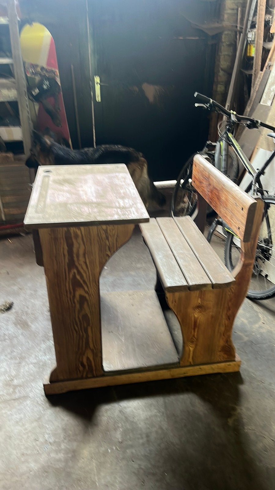 Oude schoolbank, Gebruikt, Bank, Hout, Ophalen